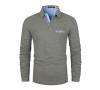 LIUPMWE Polo de Manga Larga para Hombre Casual Golf Camiseta con Empalme a Cuadros de Moda M-3XL,Gris-37,XL