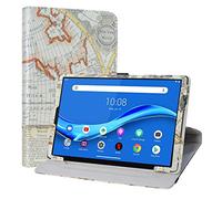 LiuShan Rotary Funda para Lenovo Tab M10 Plus, Folio Soporte PU Cuero con Funda Caso para 10.3" Lenovo Tab M10 Plus/Tab M10 FHD Plus (2nd Gen) TB-X606F / Smart Tab M10 Plus Tablet,Map White