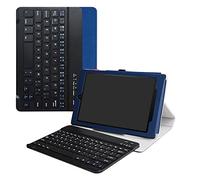LiuShan Teclado Funda para Amazon Fire HD 10,Detachable Teclado(Teclado QWERTY Formato inglés) PU con Soporte Caso para Amazon Fire HD 10 Tablet(5th /7th /9th Generation) 10.1" Tablet,Azul