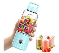 Liusj JUnst Licuadora portátil, licuadora de tamaño personal para batidos, zumos y batidos, mini licuadora con potente motor batería recargable de 2000 mAh, para el hogar, viajes, oficina (color: azul