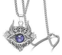 Liutufy Collar gótico punk turco de ojo del diablo con calavera y mal de ojo, talla única, Acero inoxidable, No es una piedra preciosa