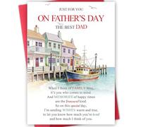 LiuuLi Tarjeta de acuarela para el día del padre para papá, tarjetas sinceras para el día del padre, regalo de hija e hijo, diseño de ilustración costera