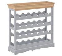 LIUWOPA Gabinete de vino pequeño independiente y organizador de estantes, almacenamiento de MDF negro y marrón para 24 botellas con bandeja superior, exhibición de encimera de 27.6 x 8.9 x 27.8