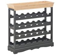 LIUWOPA Gabinete de vino pequeño independiente y organizador de estantes, almacenamiento de MDF negro y marrón para 24 botellas con bandeja superior, exhibición de encimera de 27.6 x 8.9 x 27.8