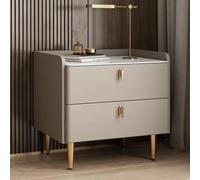 LIUWOPA Mesita de Noche Moderna de Madera, mesita de Noche de Almacenamiento de Mediados de Siglo, mesita de Noche Moderna con Asas de Metal, mesita de Noche con Tablero de Piedra