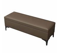 LIUWOPA Reposapiés otomano con Patas de Metal, cojín de PU, Banco para Dormitorio, Almacenamiento de Juguetes, Asiento cómodo, 90 x 40 x 42 cm, otomanas (Color: marrón)