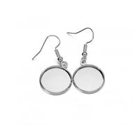 LIUXIN 10 Piezas 10-25 mm Bisel de Bandeja, Gancho para Pendientes con cabujón, Base Redonda para Pendientes, Accesorios para camafeos de Vidrio DIY