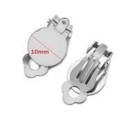 LIUXIN 10 Piezas Adaptadores de Acero Inoxidable para engastes de cabujón de Pendientes de Clip, componentes sin perforación con Anilla para Pendientes DIY