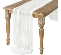 LIUXIN 10 Piezas Camino de Mesa de Gasa Verde Salvia, Estilo Bohemio romántico, Ideal para Bodas y Fiestas Nupciales.