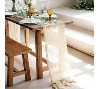 LIUXIN 10 Piezas Camino de Mesa de Gasa Verde Salvia, Estilo Bohemio romántico, Ideal para Bodas y Fiestas Nupciales.