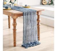 LIUXIN 10 Piezas Camino de Mesa de Gasa Verde Salvia, Estilo Bohemio romántico, Ideal para Bodas y Fiestas Nupciales.