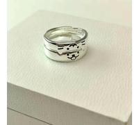 LIUXIN 2 Piezas Lindo Anillo de Pareja con diseño de Gato y Perro para Mujer y Hombre. Anillos de declaración para Enamorados, joyería para Fiestas de San Valentín.