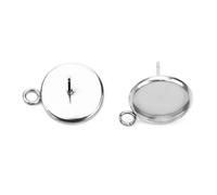 LIUXIN 30 Piezas Bases para Pendientes de Acero Inoxidable 6 mm 8 mm 10 mm 12 mm Bases para camafeos y cabujones para Crear Tus propias Joyas