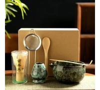 LIUXIN 6 Piezas Juego de té Matcha japonés: batidor, Cuchara, tazón, Soporte para batidor. Utensilios para Preparar té.