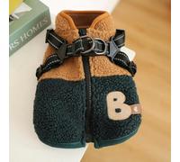 LIUXIN Chaleco de tracción de Lana de Cordero a Juego con Colores para Mascotas, Ropa Gruesa y cálida para Perros, Bordado, sin Mangas, con Cremallera