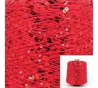 LIUXIN Hilo de algodón de fantasía de 50 g, Hilo para Tejer con Lentejuelas de 6 mm/3 mm, Hilo Ideal para Combinar con Otros Hilos, 140 m