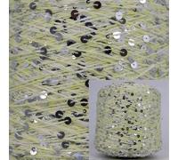 LIUXIN Hilo de algodón de fantasía de 50 g, Hilo para Tejer con Lentejuelas de 6 mm/3 mm, Hilo Ideal para Combinar con Otros Hilos, 140 m