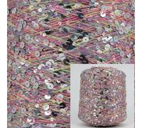 LIUXIN Hilo de algodón de fantasía de 500 g, Hilo de Tejer con Lentejuelas de 6 mm/3 mm, Hilo Ideal para Combinar con Otros Hilos, 1400 m