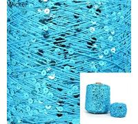 LIUXIN Hilo de algodón de fantasía de 500 g, Hilo de Tejer con Lentejuelas de 6 mm/3 mm, Hilo Ideal para Combinar con Otros Hilos, 1400 m