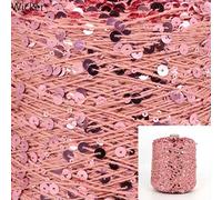 LIUXIN Hilo de algodón de fantasía de 500 g, Hilo de Tejer con Lentejuelas de 6 mm/3 mm, Hilo Ideal para Combinar con Otros Hilos, 1400 m
