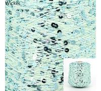 LIUXIN Hilo de algodón de fantasía de 500 g, Hilo de Tejer con Lentejuelas de 6 mm/3 mm, Hilo Ideal para Combinar con Otros Hilos, 1400 m