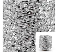 LIUXIN Madejas de 50 g de Hilo de algodón con Lentejuelas de 6 mm + 3 mm, Hilo para Tejer a Mano con Lentejuelas, Cuerda Suave con Purpurina de Lujo, Material para Bricolaje