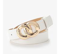 LIUXIN Moda Hebilla de Cadena Dorada Negro Blanco Rosa cinturón de Mujer Vaqueros Decorativos Cinturones de Vestir Correa de Lujo Ondildo cinturón Blanco