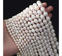 LIUXIN Perlas de Agua Dulce Naturales Perlas Redondas Blancas Perlas Sueltas para Hacer Joyas DIY Pulsera Collar Accesorios para Pendientes 4-11 mm