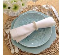 LIUXIN Servilletas de vainica de Lino Puro de 6 Piezas en Color Blanco, 45x45cm utilizadas en reuniones Familiares de Cocina de restaurantes