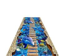 LIUXIUER Alfombras De Largo Recorrido para Alfombras De Pasillo Alfombra De Pasillo Patrón De Puente De Madera De Delfines En 5D, Pasillo Extra Largo Fácil De Limpiar, Tamaño Personalizable,1.1x10m