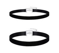 Liuxn Choker Terciopelo Gargantilla Negro de Cinta para Mujeres y Chicas, 2 Piezas