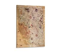LIUYANZI Mapa de Piri Reis, Mapa Político Mundial del Imperio Otomano, Impresión Artística en Lienzo Vintage Marrón Brillante, 30 x 46 cm, Arte de Pared