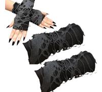 LIUYIDM 1 Par Guantes Góticos sin Dedos Disfraz de Bruja Halloween Punk Negros Guantes Rotos con Agujeros, Adecuado para Fiesta de Disfraces de Halloween, Fiesta Temática de Carnaval