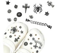 LIUYIDM 12 Piezas Decoración de Zapatos, Estilo Punk Accesorios para Zapatos, Negro Metal Shoe Charms, Diy Arañas Accesorios Zapatos, Moda Decorativas para Adultos