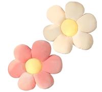 LIUYIDM 2 Piezas Cojines de Flores, 40x40cm Cojín de Asiento con Forma De Flor De Margarita, Cojines Sofa, Infantiles, Linda Flor Cojín De Felpa Tatami Almohada para(Rosa y Blanco)