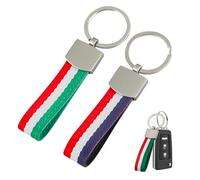 LIUYIDM 2 Piezas Llavero para Coche Llavero Con Bandera De Italia con Anillo de Metal, Tricolor, Nylon, Ligero y Duradero, Adecuado para el Hogar, el Automóvil, Los Viajes para Llevar Llaves