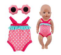 LIUYIDM 2 Piezas Traje de Baño para Muñecas, Ropa de Muñecas para New Born Baby Doll, Ropa para Muñecas Bebé con Bañadores Muñecas, Gafas de Sol, Ropa de Muñeca para Muñecas de 35-45 cm