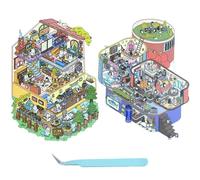 LIUYIDM 2 Sets Pegatinas para Casa 3D DIY, Pegatinas 3D Escena DIY Divertidas, House Stickers, para Escenas, Cafetería, Biblioteca, Fun Infantiles, con 1 Pinzas (Versión 1.0)
