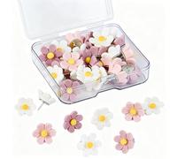 LIUYIDM 20 Flores Chinchetas para Piezas con Chinchetas Decorativas para Tablones Anuncios, Lindas y Divertidas Chinchetas para Tableros CartóN para Colgar Carteles(Rosa + Blanco)
