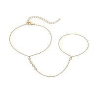 LIUYIDM Cadena de Mano con Anillo de Circonio Cromado Ajustable Anillo de Pulsera Simple e Impermeable Pulseras de Cadena para Mujer, Joyería de Mmujer de Moda Adecuada para Cualquier Ocasión