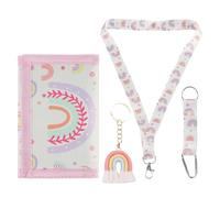 LIUYIDM Cartera de niña Cartera Niño Triptico Tarjetero Hombre Monedero Pequeño Cartera para Niños con Mosquetón,2 Cordón para el Cuello y Llavero,para Niños Regalos de Cumpleaños(Bohemian - New)