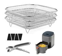 LIUYIDM Rejilla Freidora Aire 8 Piezas Rejilla air Fryer 20,5 x 20,5 x 4,5 cm Cesta Air Fryer Con clips/esquinas de Silicona, Adecuado Para Freidora de Aire, Horno, Vaporera, Deshidratador, Etc.