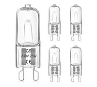 Liuyife 5 Piezas G9 25W Bombilla Halógena para horno, Blanco Cálido Regulable 230V 2700K, Resistente al calor 300°C Adecuado para bombillas de horno, hornos microondas, lámparas de mesa