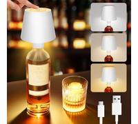 Liuyife Lampara para Botella sin Cable Recargable USB, Control Táctil de 3 Modos de Temperatura de Color, 5200 mAh Lampara Botella para Dormitorio, Restaurante (Blanco)