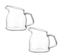 Liuyoyo 2 Jarras de Cristal, Jarra de Cristal con Forma Elegante, Jarra de Crema de Leche Transparente con Asa, Jarra de café Creativa para Servir en la Mesa, Salsa de Ensalada