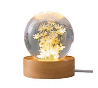 Liuyoyo Pisapapeles de Diente de León Real, Bola de Cristal Brillante de Diente de León Real, Bola de Cristal Brillante de Margarita Amarilla, Pisapapeles de Flor Eterna con Base