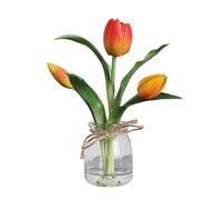 Liuyoyo Tulipanes Artificiales en Jarrón de Cristal, Tulipanes Blancos de Tacto Real con Jarrón, Arreglo Floral, Decoración de Centro de Mesa, Tulipanes Artificiales, Flores (D)