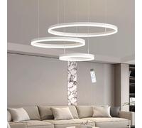 LIUYU Lámpara Colgante LED Regulable 106W Moderna, Diseño Circular de 3 Anillos (∅40+60+80cm), Control Remoto + Cable de Suspensión Ajustable 150cm, Color Blanco, para Salón, Comedor, Dormitorio