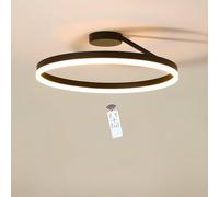 LIUYU Lámpara de Techo LED Plafón Moderno Redondo 60cm 40W Semiempotrada Regulable con Mando a Distancia Negro para Salón Dormitorio Habitación