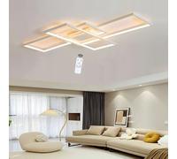 LIUYU Lampara Salon Techo LED Moderna Blanco, Regulable Plafón de Aluminio Rectangular 90W 8600LM, 3000K-6000K con Mando a Distancia, 140x80cm para Salón Dormitorio y Cocina